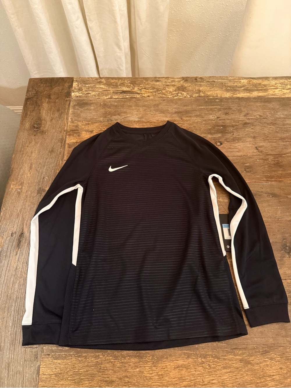 Nike Black Long Sleeve Soccer Top with White Accents